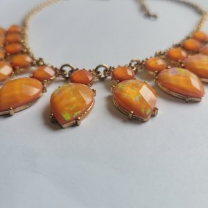Vintage Charming Charlie Iridescent Orange And Gold Necklace