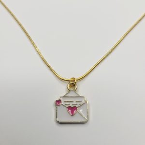 Valentine Love Letter Charm Necklace On Gold Color Snake Chain