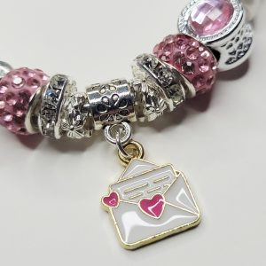 Pandora Style Charm Bracelet, Love Letter - M/L