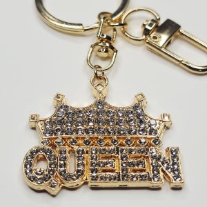 Golden Rhinestone Queen Crown Keychain, Purse Charm