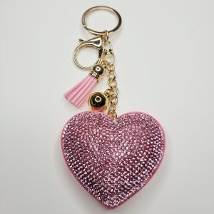 Big Pink Puffy Heart Keychain, Purse Charm