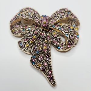 Beautiful Big Bow Rhinestone Brooch - L