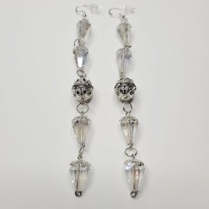 Vintage Multi-faceted Crystal Earrings, Sterling Silver