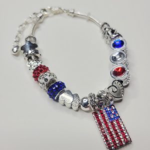 Pandora Style Charm Bracelet, Old Glory - 8 in