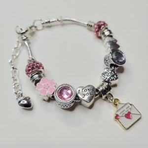 Pandora Style Charm Bracelet, Love Letter - 6.75 to 8 in